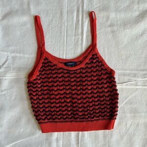 Orange and Blue Knitted Crop Top